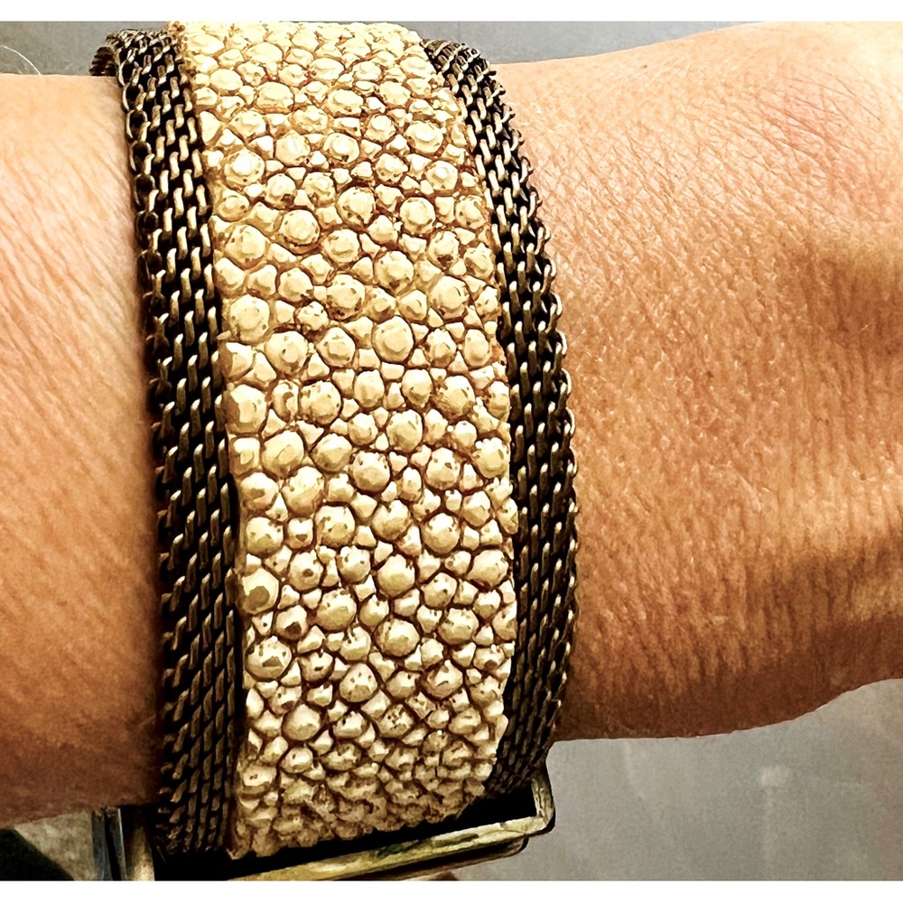 Cynthia Desser Shimmer Cuff - Bone and Bronze Stingray Skin magnetic bracelet